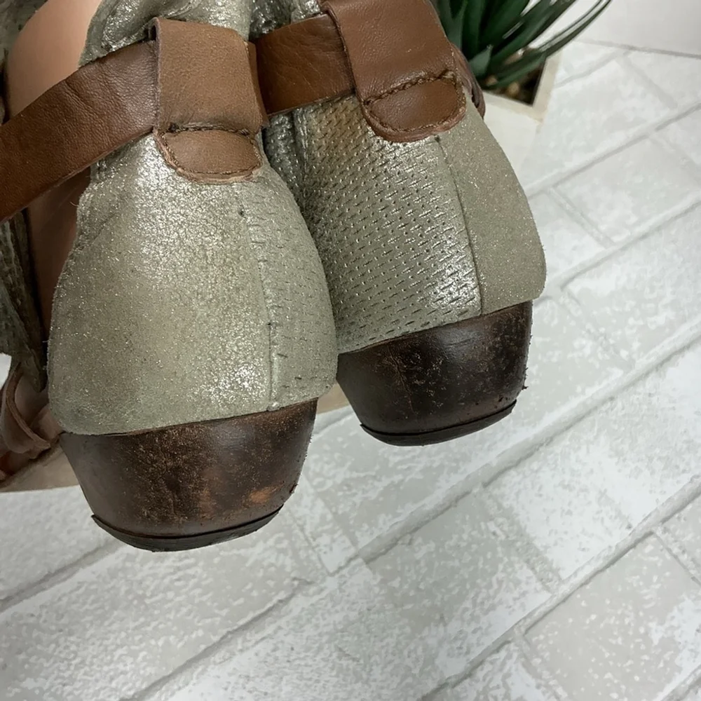 Miz Mooz Brown and Silver Sandals